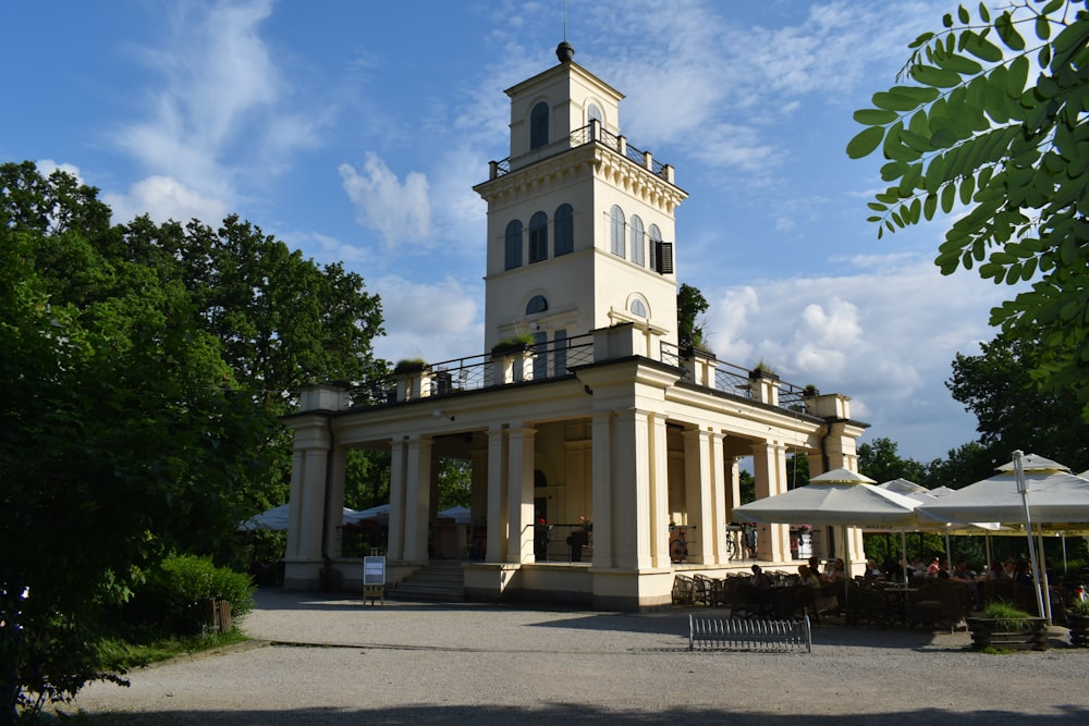 a large building with a clock on the top of it