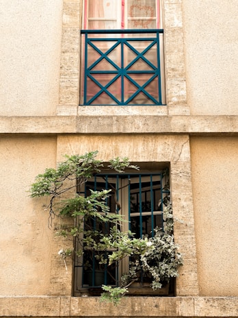 Exterior view of a house facade with newly installed windows and stone masonry.