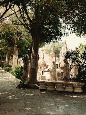 A serene and comforting image of a pet memorial site.