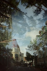 A surreal landscape blending futuristic architecture with natural elements.