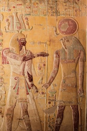 a painting of a man and a woman standing next to each other