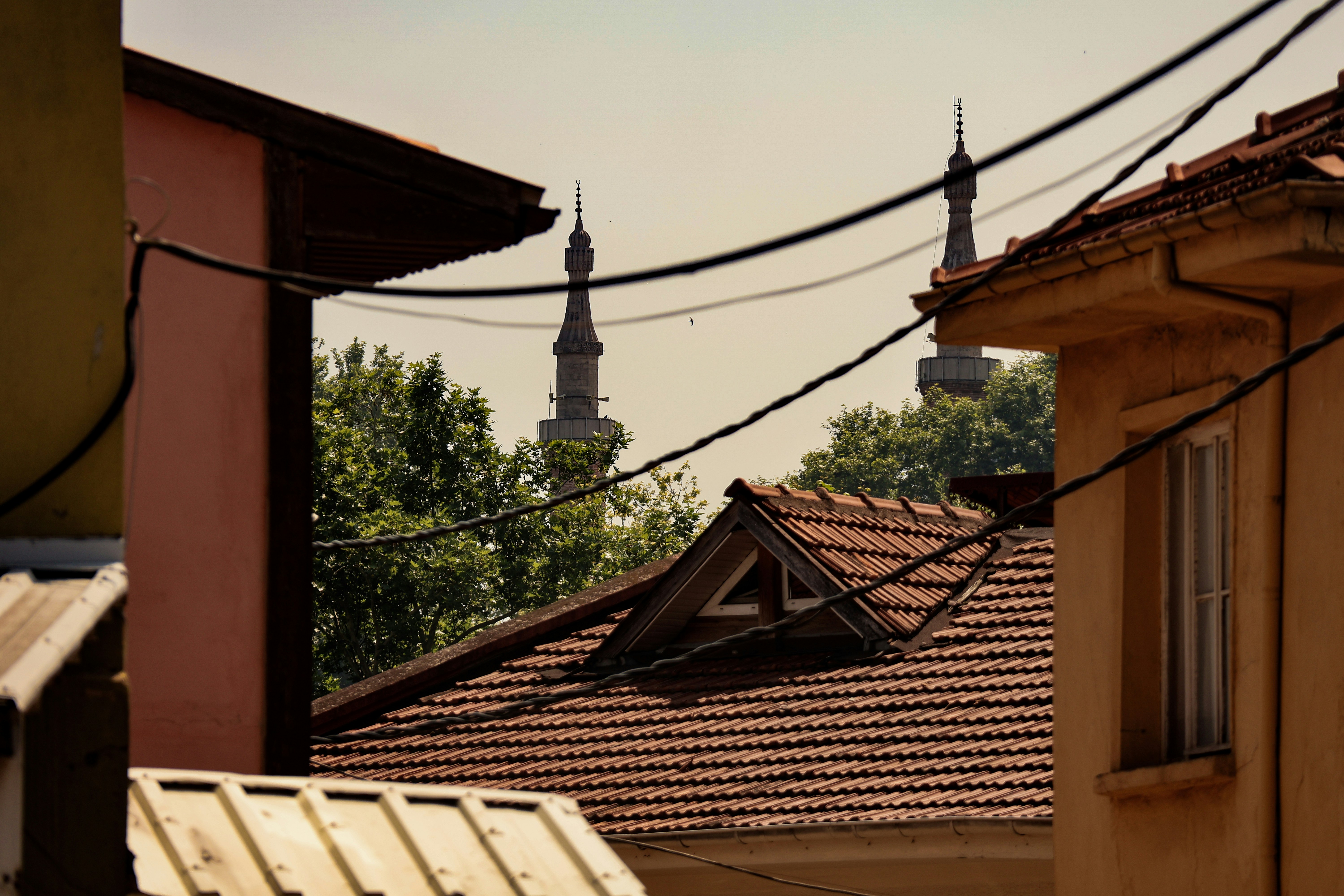 A look to minarets from the streets of Bursa.