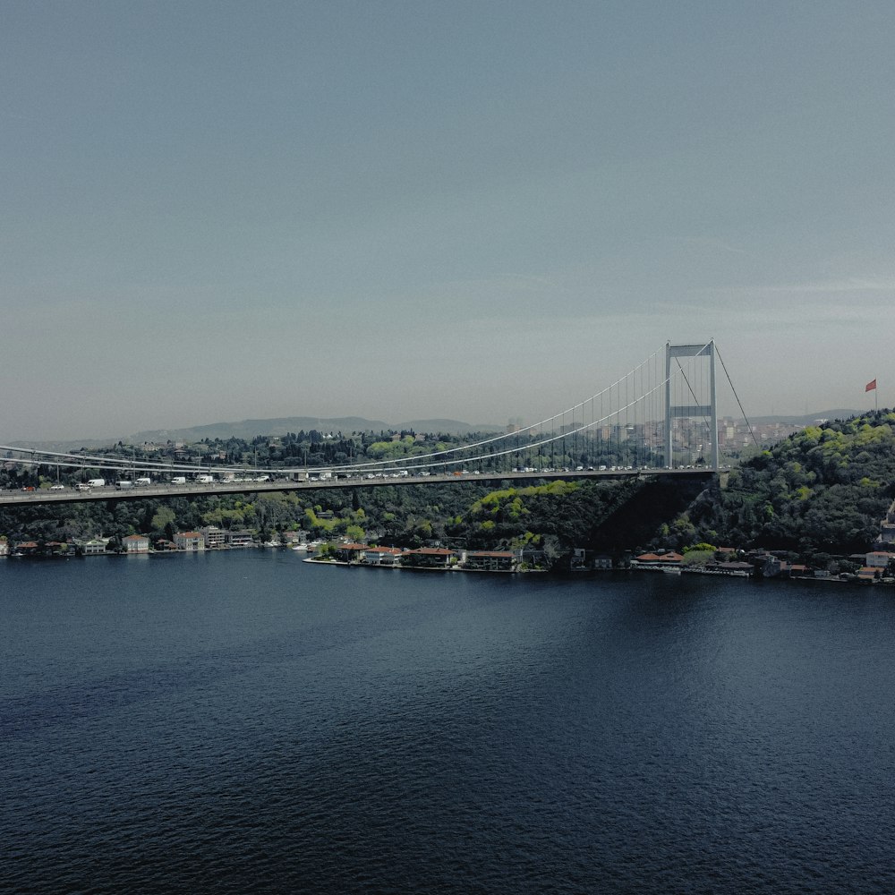 un pont au-dessus d’un grand plan d’eau