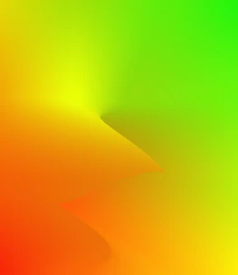 Close-up of a smooth gradient blending soft green, warm orange, and sunny yellow tones.