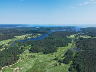 Aerial view of a vast protected area showcasing diverse landscapes and habitats.