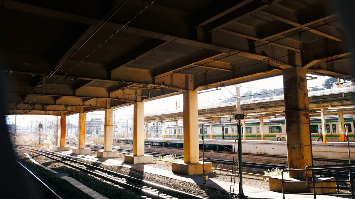 A passenger train at a station platform