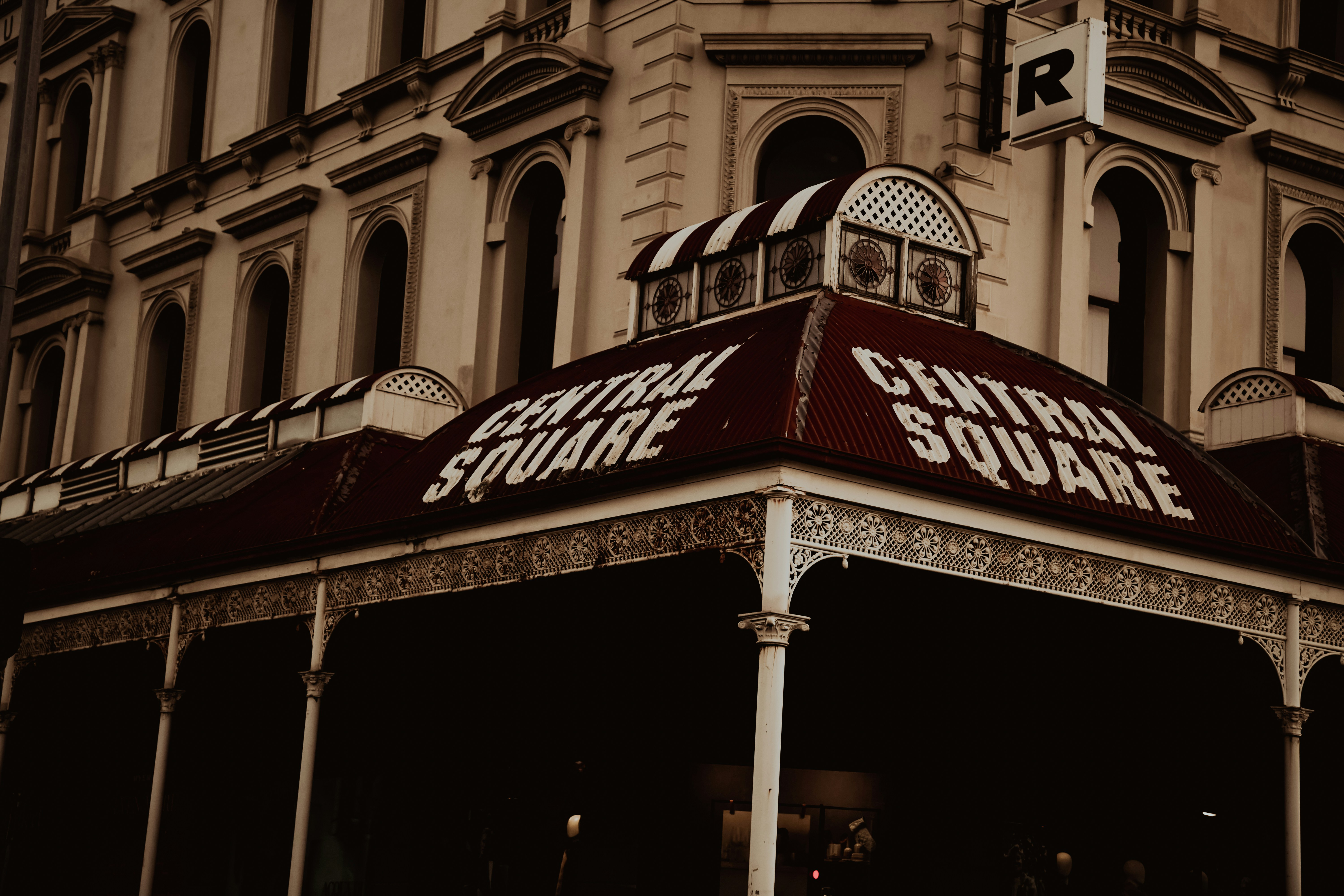 a building with a sign that says central square