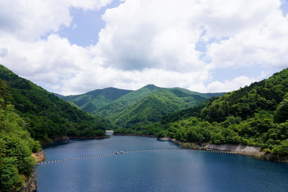 a large body of water surrounded by mountains