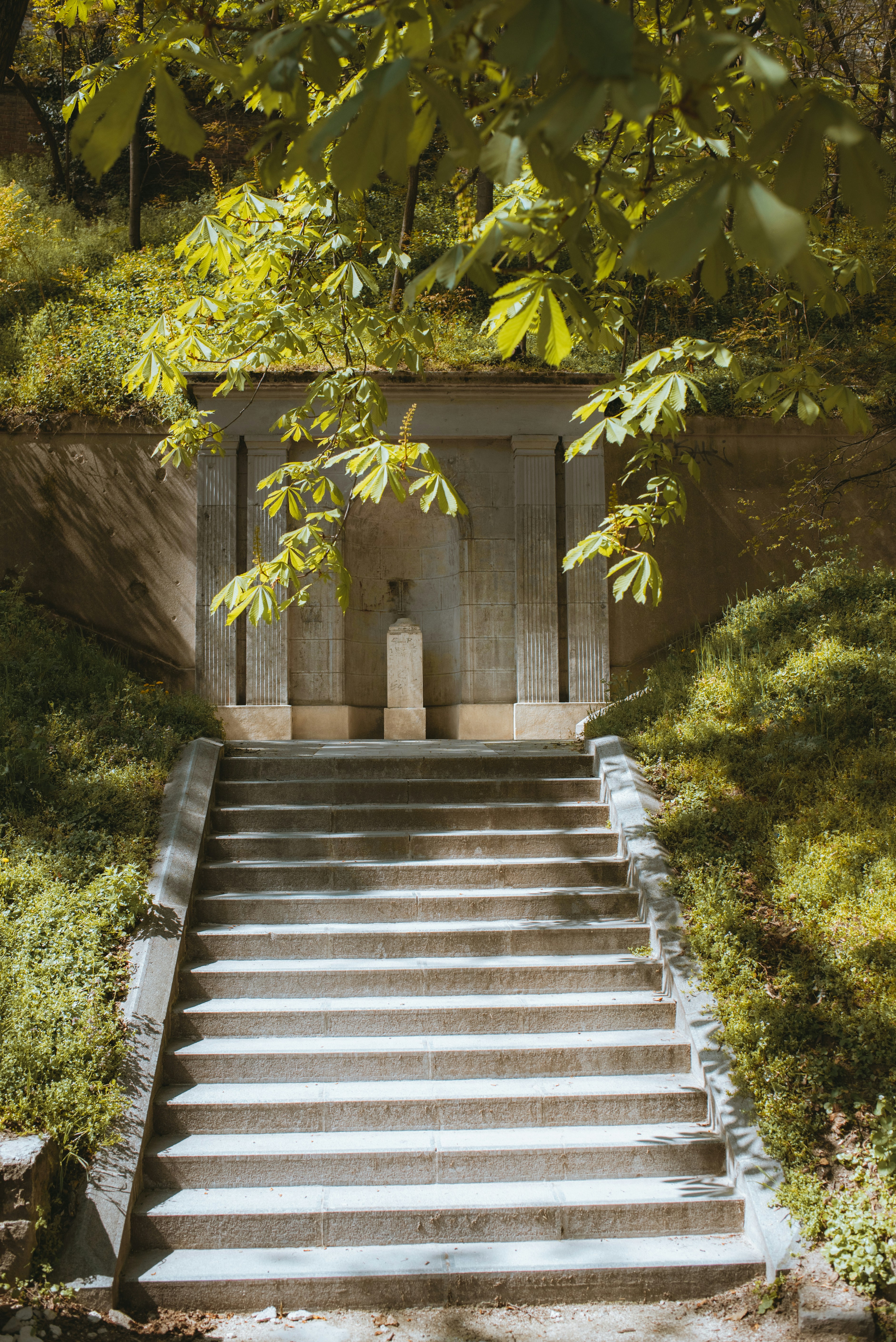 a set of stairs leading up to a door