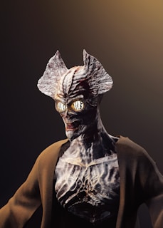 A 3D fantasy creature posed dramatically against a dark background.