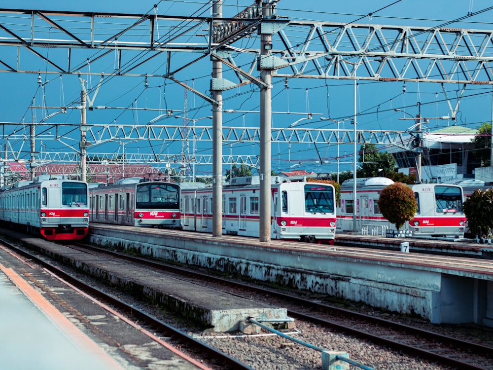 a couple of trains that are on some tracks