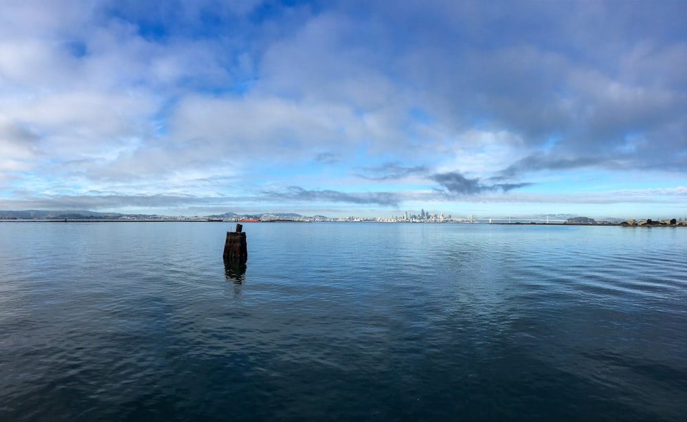 a large body of water with a sky background