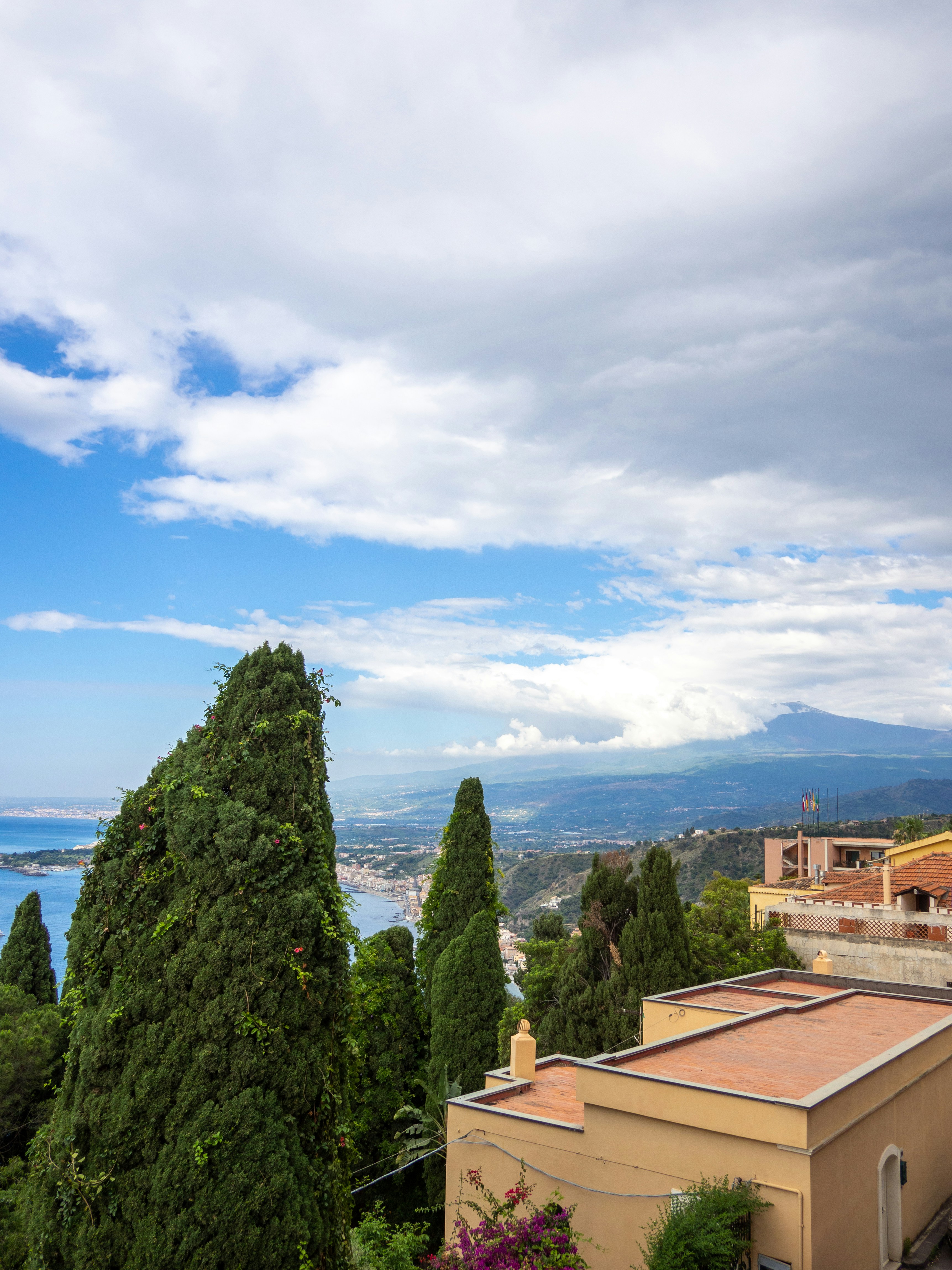 Taormina rooftops with Mount Etna in the background