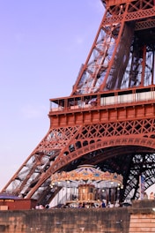 a view of the eiffel tower from below