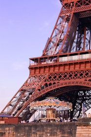 a view of the eiffel tower from below