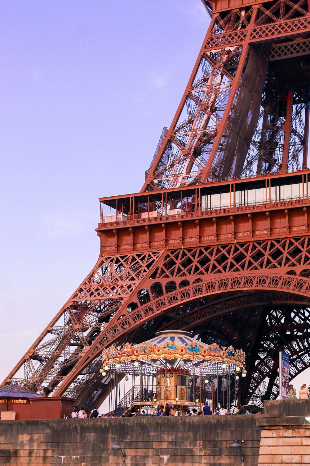 a view of the eiffel tower from below