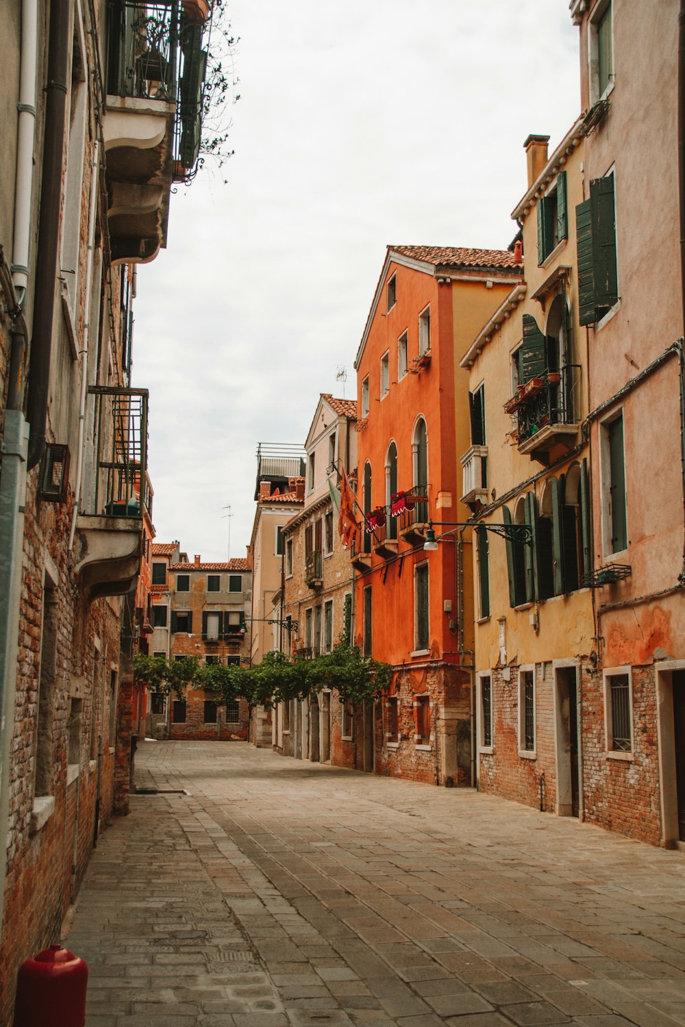 a narrow street in an old european city