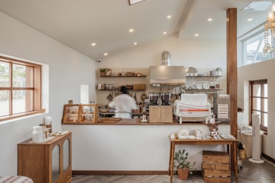 An elegant cafe kitchen designed for efficiency and style.