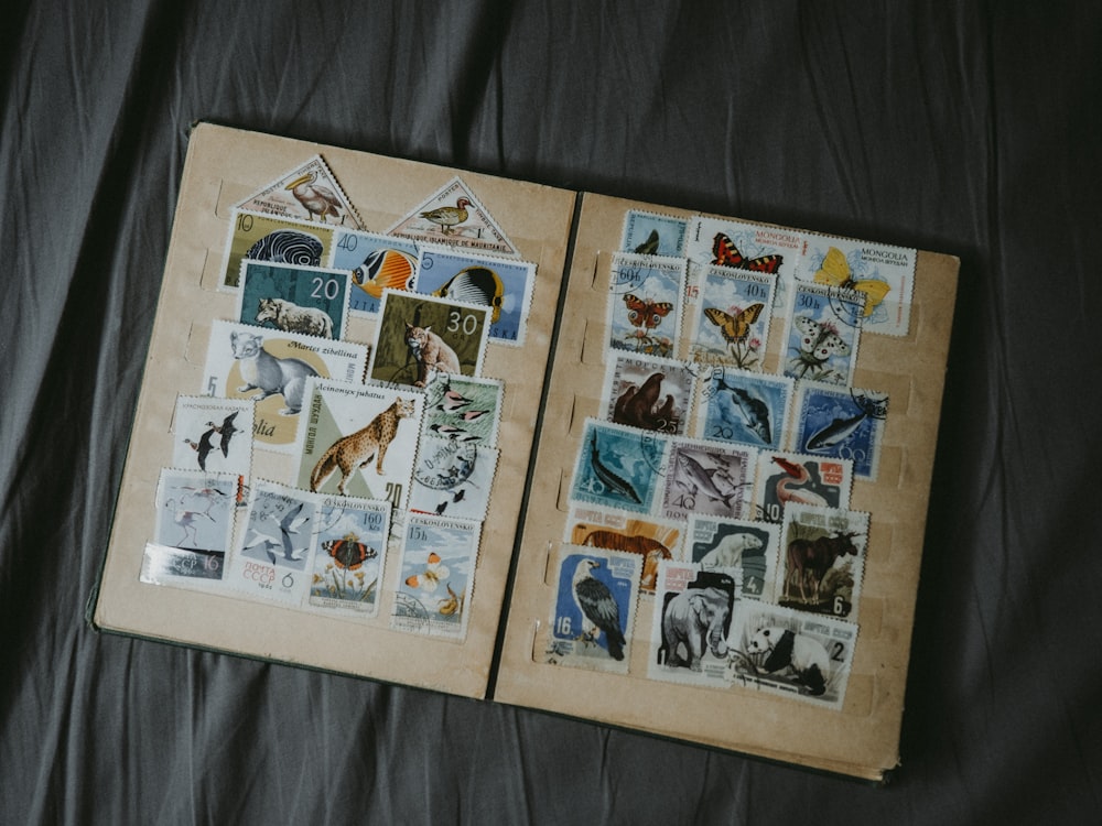 two pages of a book with pictures of animals