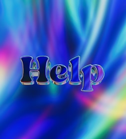 a blue and purple background with the word help