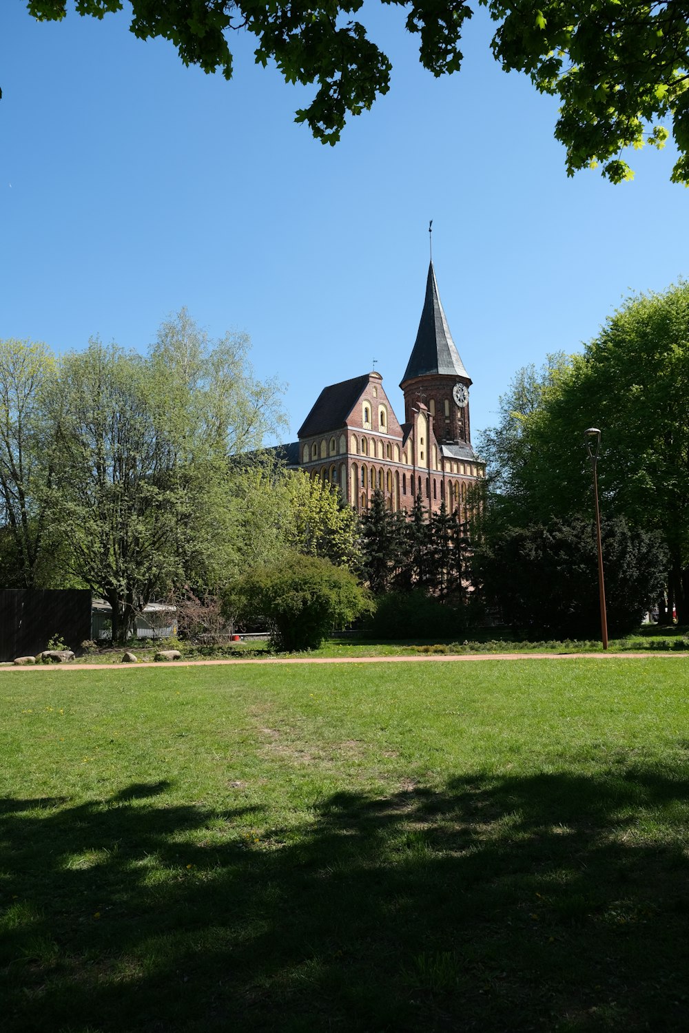 a large building with a steeple on top of it