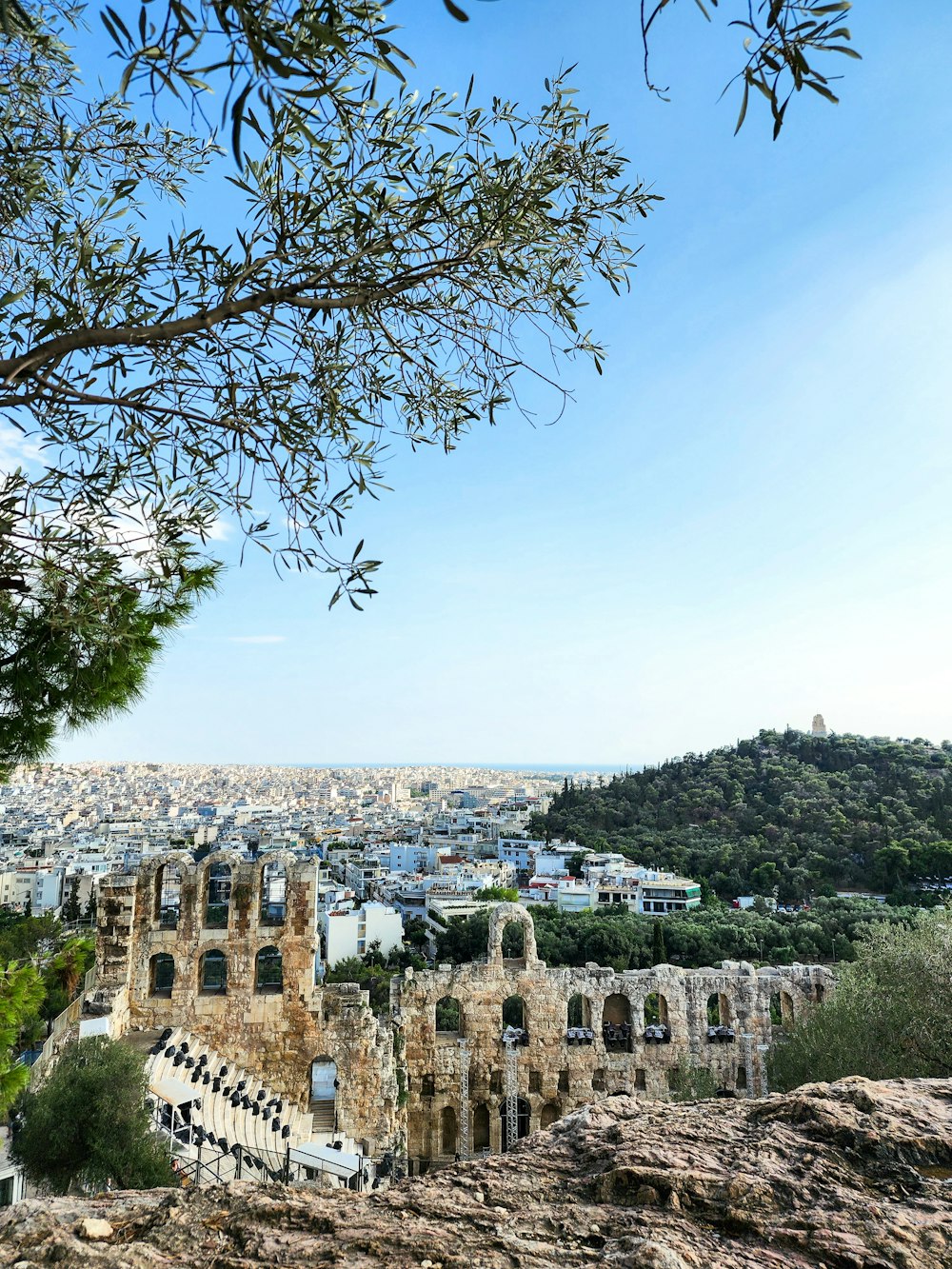 a view of the city from the top of a hill