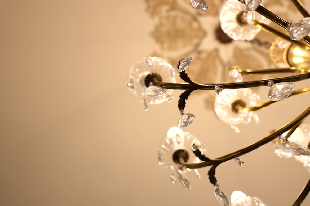 a chandelier hanging from a ceiling in a room