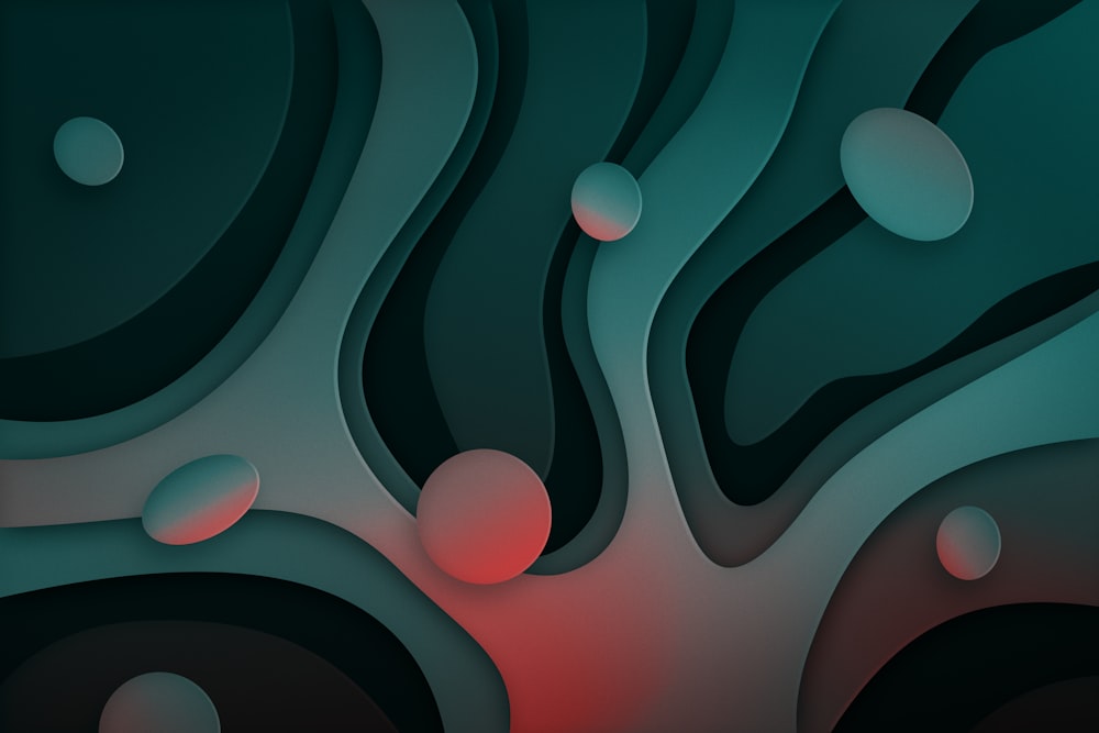 a black and red abstract background with circles