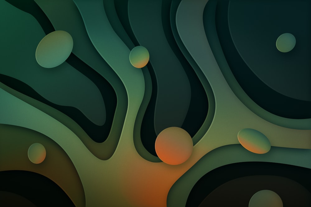 a green and orange abstract background with circles