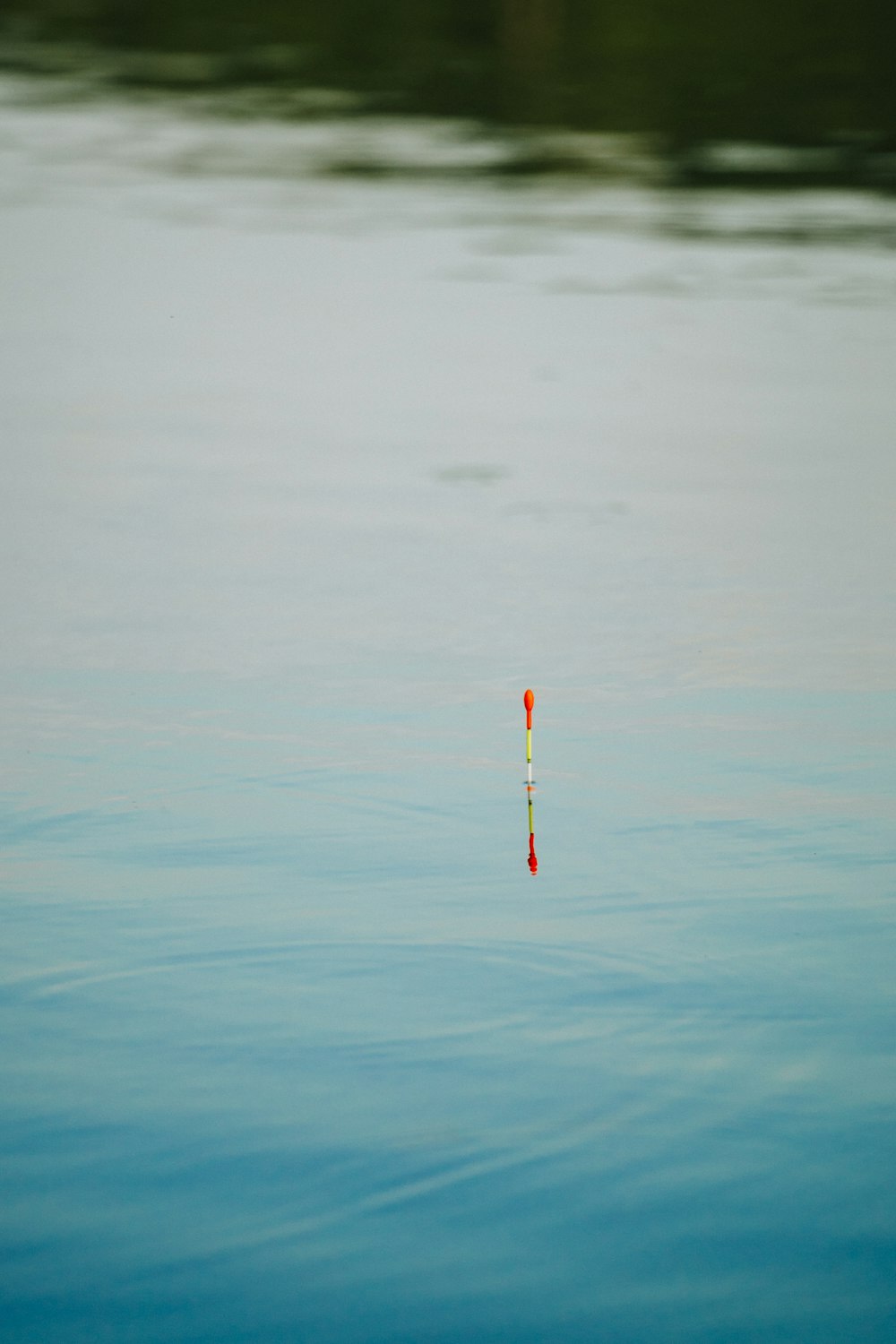 a red and green toothbrush floating in the water