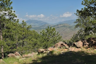 A scenic view of a mountain landscape.