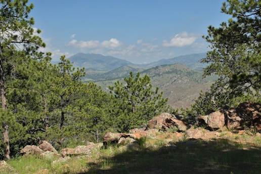A scenic view of a mountain landscape.
