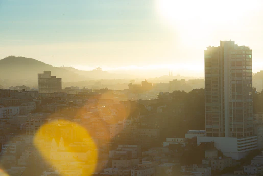 a view of a city with tall buildings