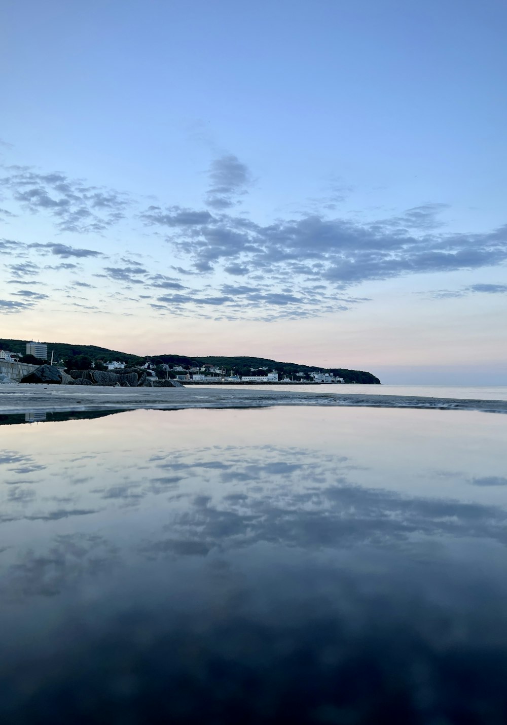 a large body of water sitting under a cloudy sky