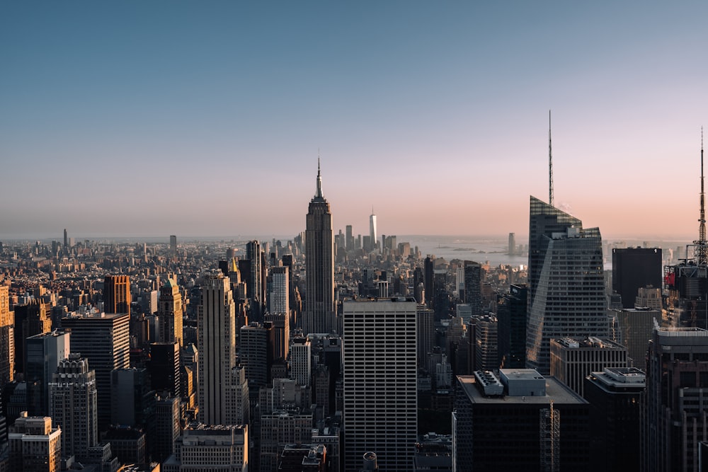 a view of a large city with tall buildings