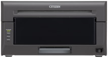 A professional printer with a dark gray exterior and simple design. The front panel features various indicator lights labeled On/Standby, Ribbon, Paper, and Error. The brand name 'Citizen' is displayed prominently at the top.