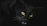 A whimsical black-and-white cartoon cat with glowing eyes and floating stars around it.