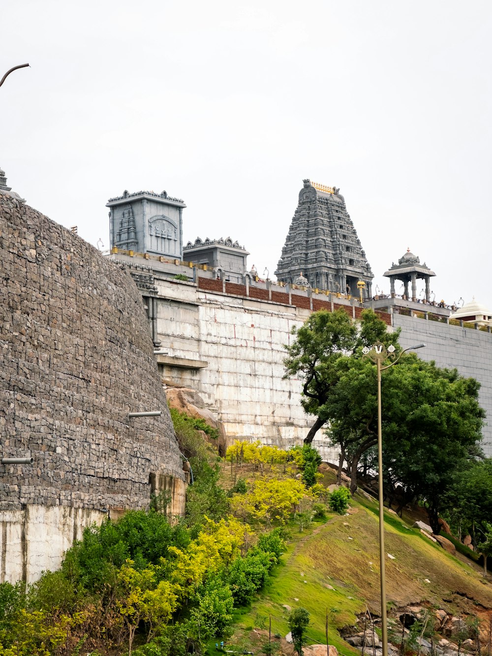 a view of a temple from a hill