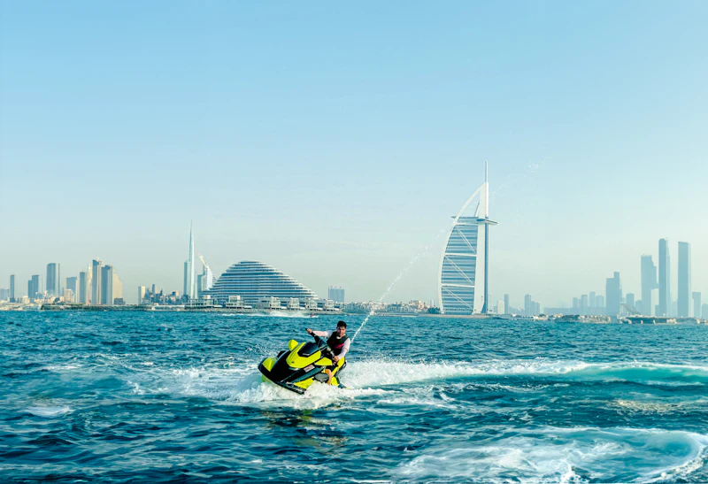 Jet ski on the water off the Dubai coast