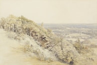 A peaceful countryside landscape painted in warm oil tones.