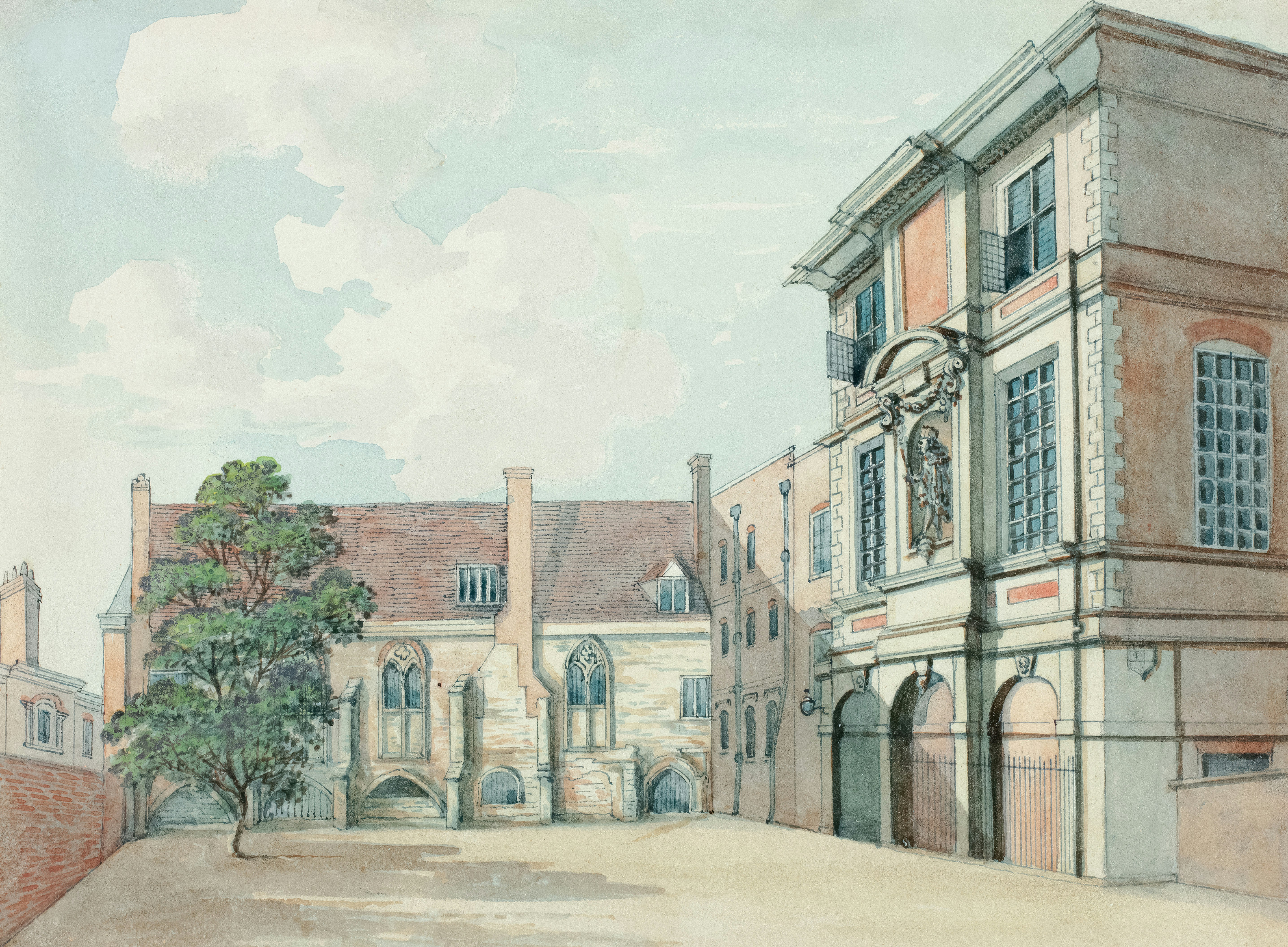 Early drawing of St. Vincent's Hospital - st mary's hospital detroit michigan