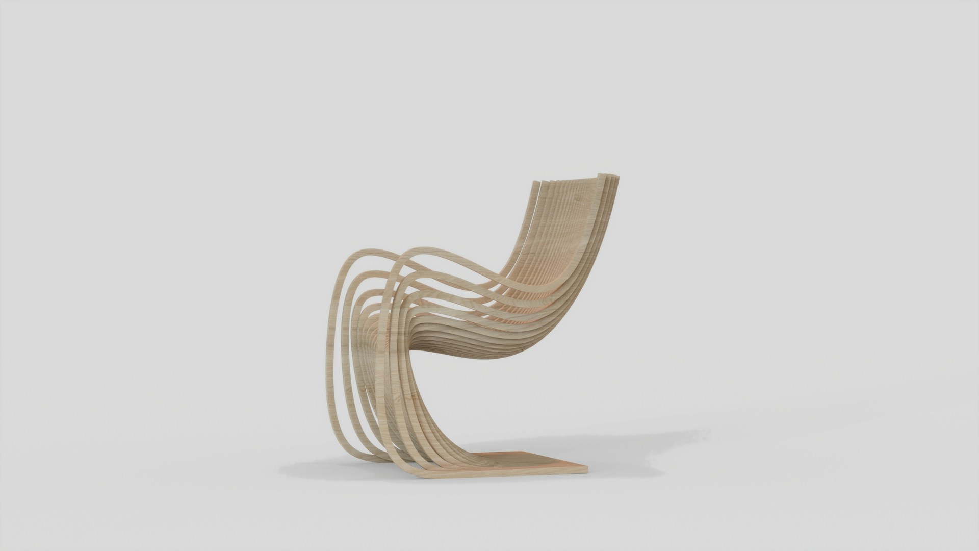 a chair made out of wooden strips on a white background