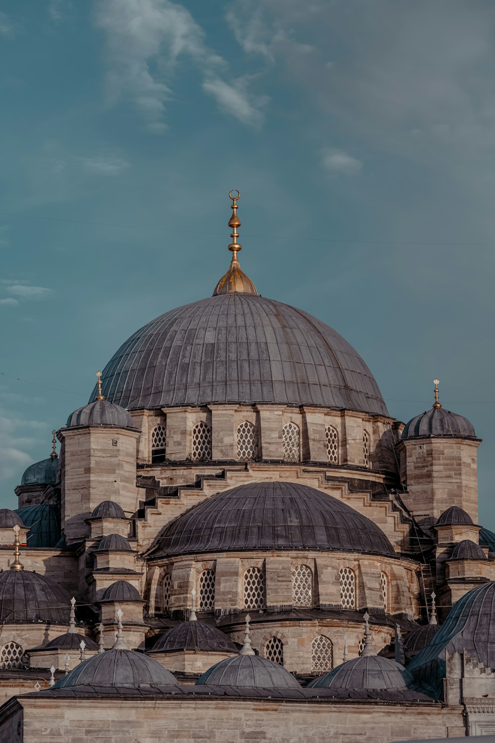 a large building with many domes on top of it