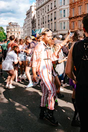 A vibrant urban scene showing diverse people wearing stylish clothes from Stylorita, reflecting modern city life.