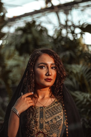 An alluring North East Indian call girl with traditional attire and modern charm.