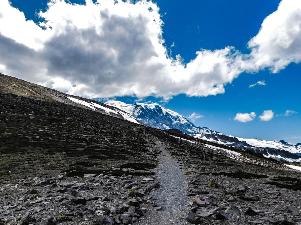 a trail going up the side of a mountain