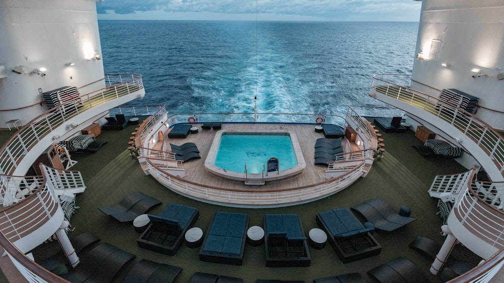 a pool on the deck of a cruise ship
