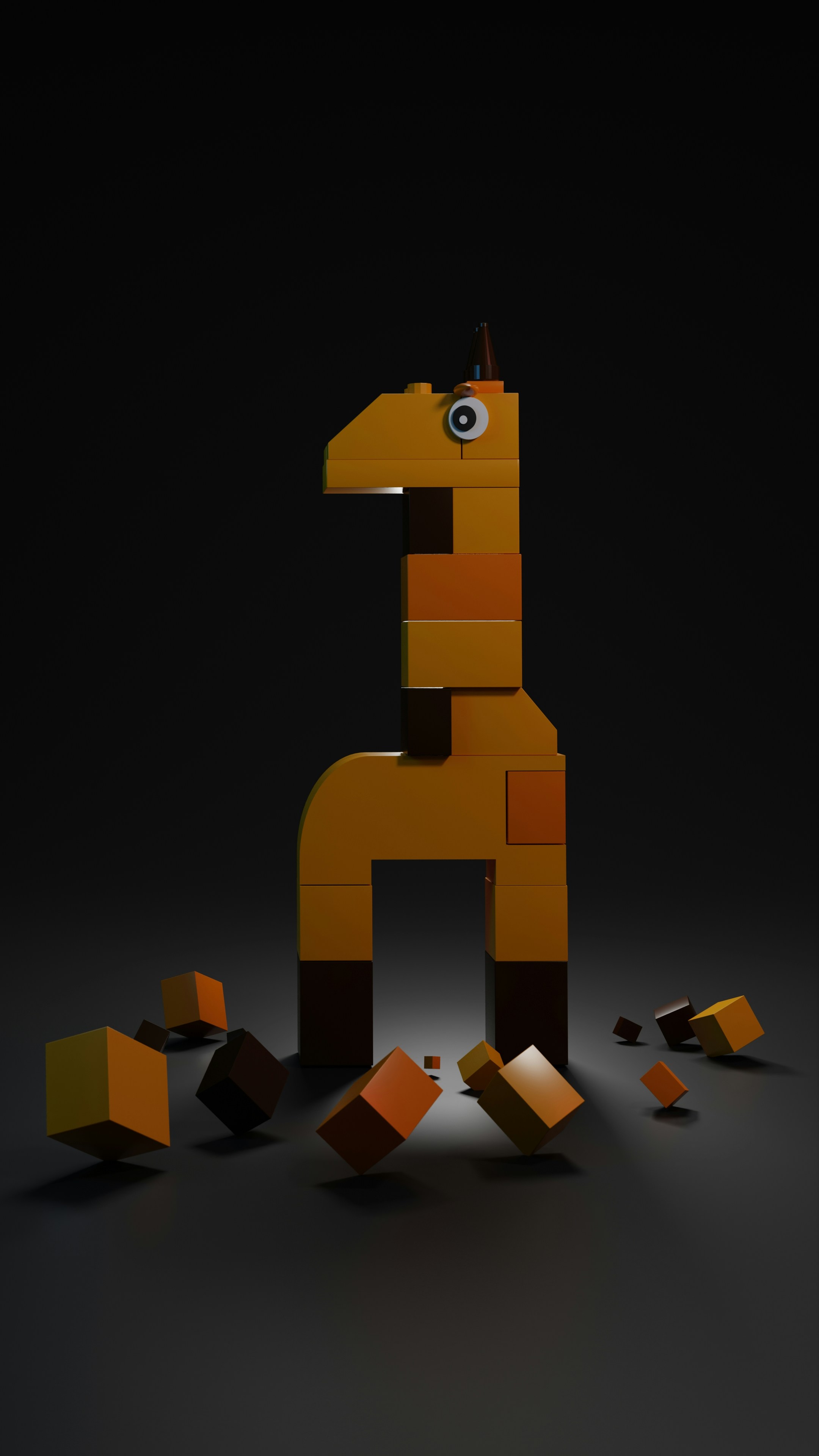 a 3d image of a giraffe made out of blocks