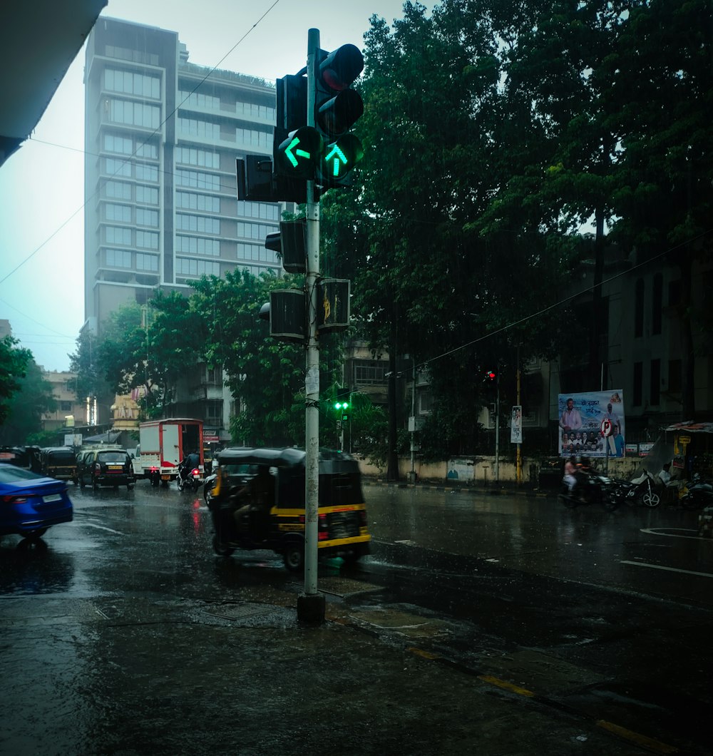 a traffic light sitting on the side of a road