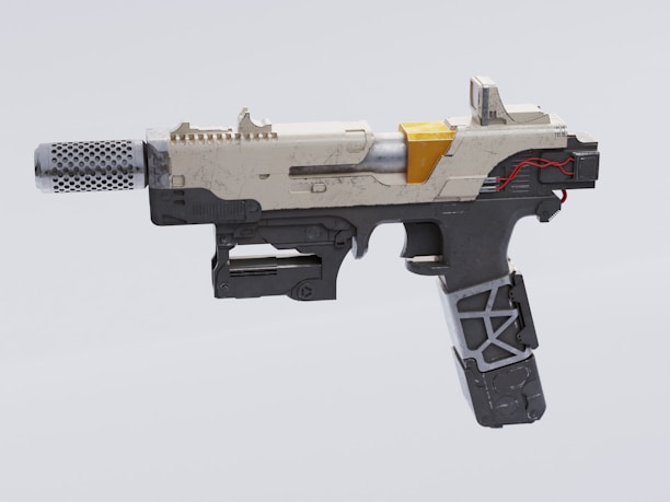 Close-up of the Automag pistol showcasing its sleek design.